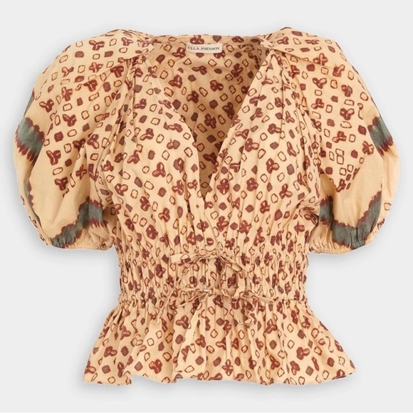 Ulla Johnson Tops - Ulla Johnson Ines Puff Sleeve Peplum Cotton Blouse Size 6 Boho Cottagecore